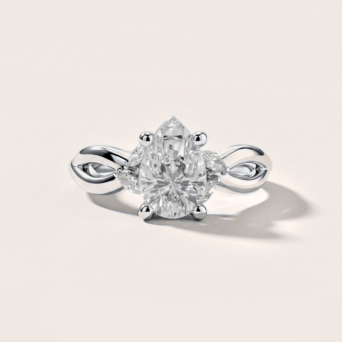 Luna Glow Twisted Pear Diamond Engagement Ring in Silver [studio-metal-20261024]