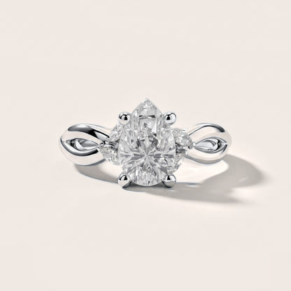 Luna Glow Twisted Pear Diamond Engagement Ring in Silver [studio-metal-20261024]