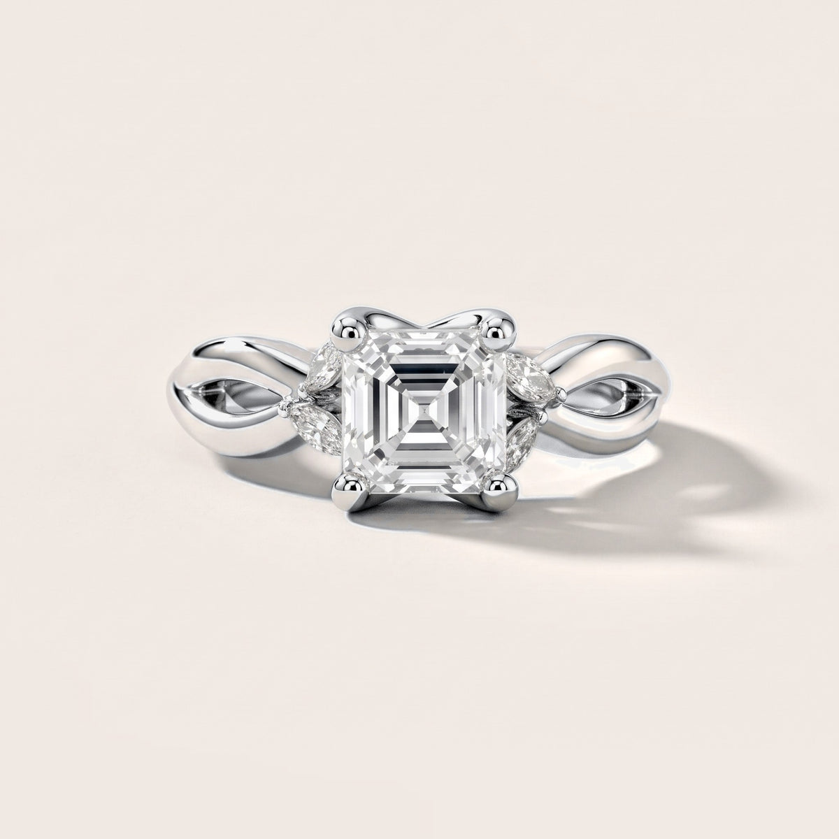 Luna Glow Twisted Asscher Diamond Engagement Ring in Silver [studio-metal-20261024]