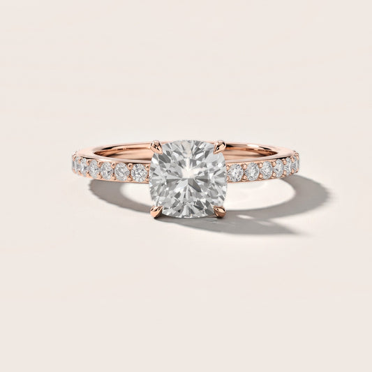Annabel Pavé Solitaire Cushion Diamond Engagement Ring in Rose Gold [studio-metal-20261024]