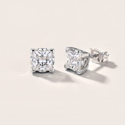 Iris Floral Princess Diamond Earrings in Silver [studio-metal-20261024]