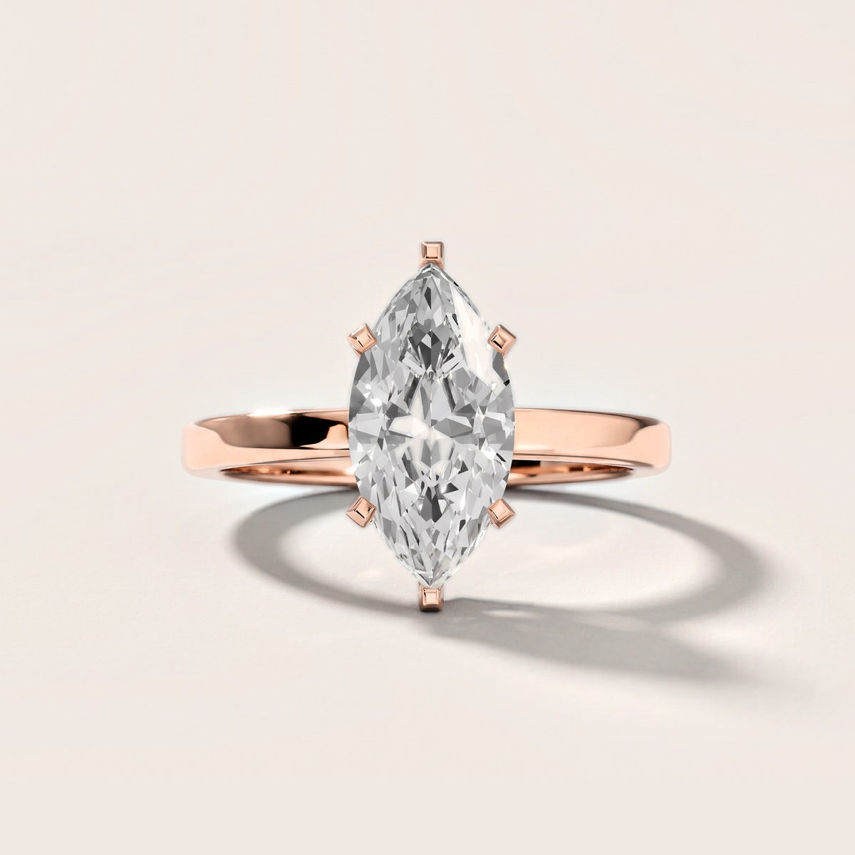 Liana Solitaire Claw Prong Marquise Diamond Engagement Ring in Rose Gold [studio-metal-20261024]