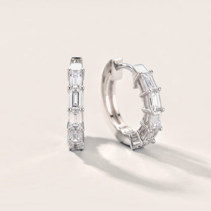 Deco Orbit Emerald Diamond Hoop Earrings in White Gold [studio-metal-20261024]