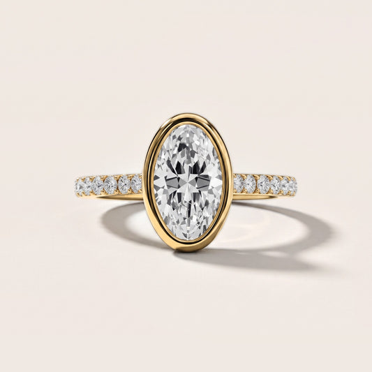 Cora Bezel Pavé Oval Diamond Engagement Ring in Yellow Gold [studio-metal-20261024]