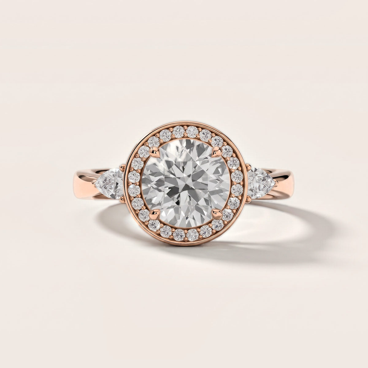 Eliza Halo Sidestone Round Diamond Engagement Ring in Rose Gold [studio-metal-20261024]