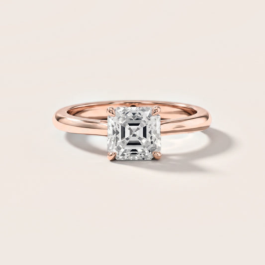 Kalia Knife Edge Solitaire Asscher Diamond Engagement Ring in Rose Gold [studio-metal-20261024]