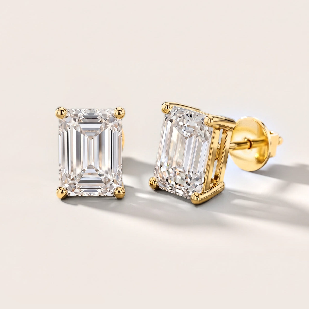 Iris Four-Prong Emerald Diamond Earrings in Yellow Gold [studio-metal-20261024]