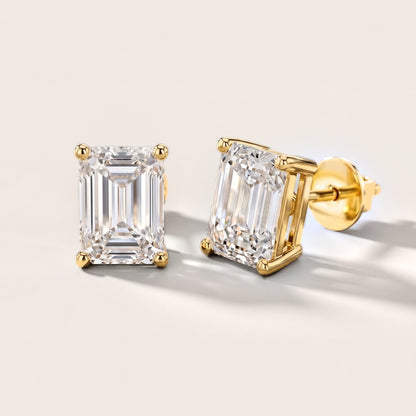 Iris Four-Prong Emerald Diamond Earrings in Yellow Gold [studio-metal-20261024]