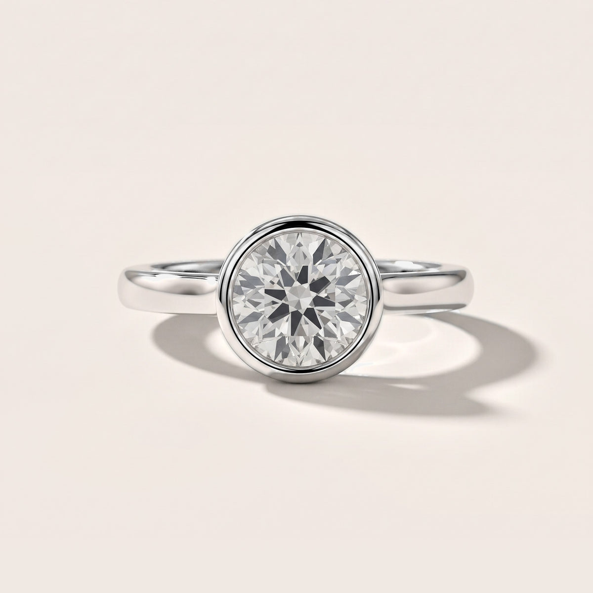 Jolie Bezel Solitaire Round Diamond Engagement Ring in White Gold [studio-metal-20261024]