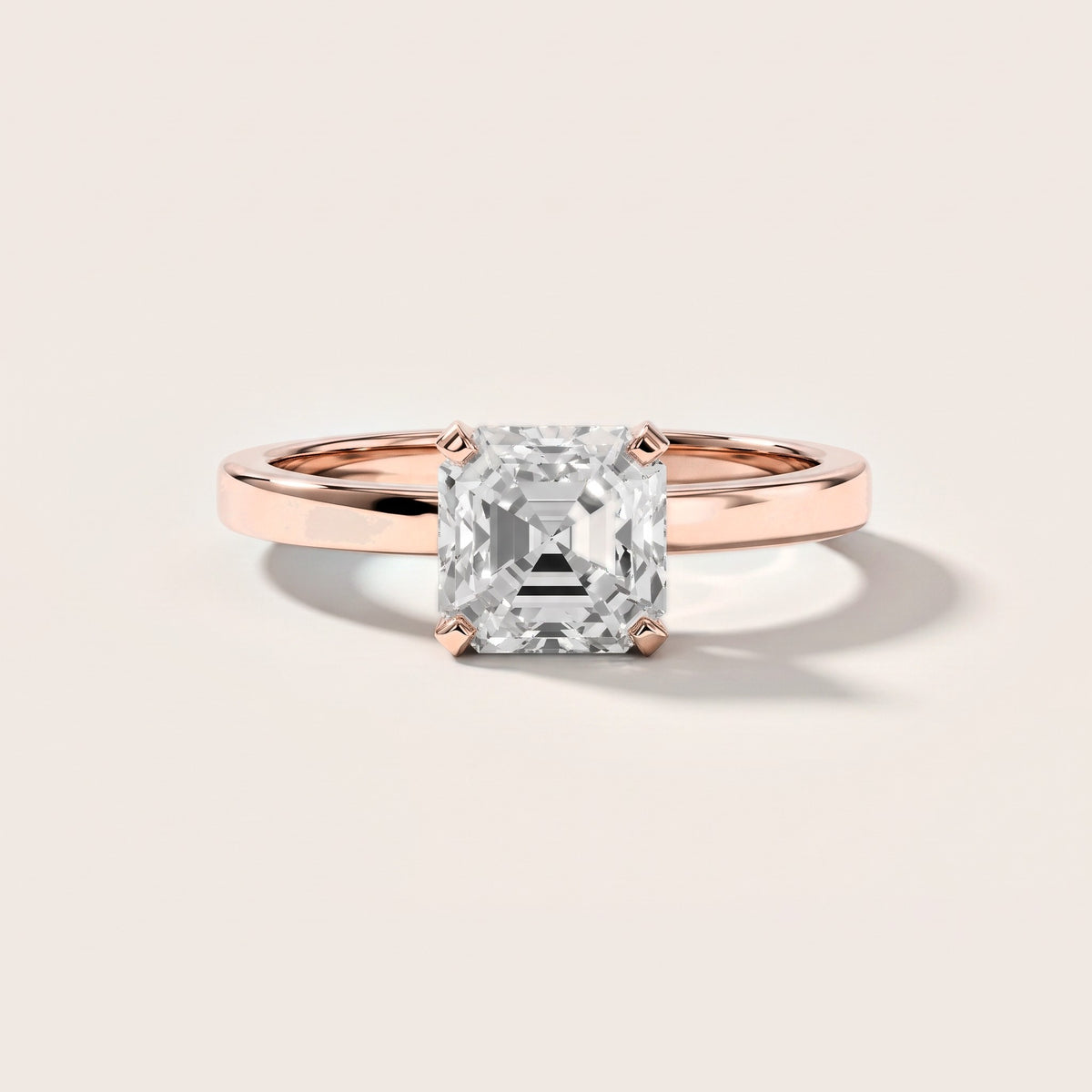 Liana Solitaire Claw Prong Asscher Diamond Engagement Ring in Rose Gold [studio-metal-20261024]