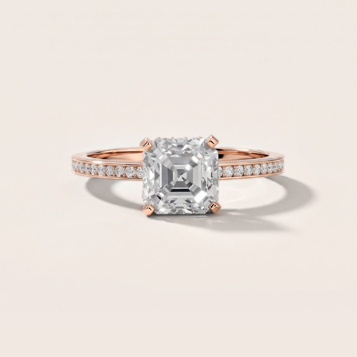 Naia Hidden Halo Asscher Diamond Engagement Ring in Rose Gold [studio-metal-20261024]