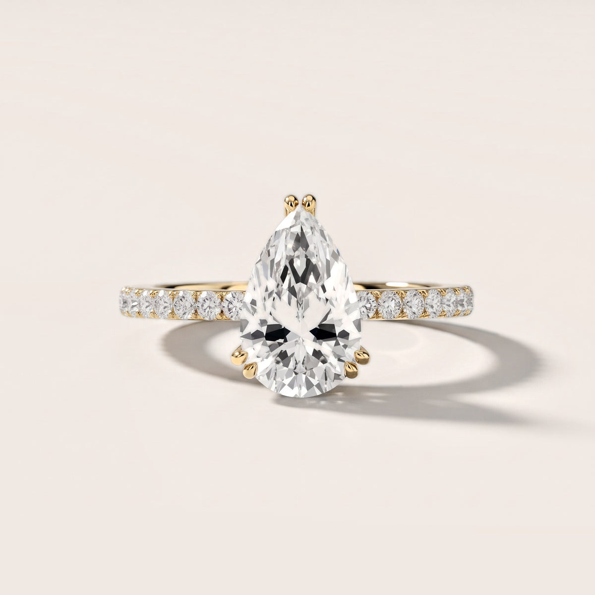 Luna Solitaire Pavé Pear Diamond Engagement Ring in Yellow Gold [studio-metal-20261024]