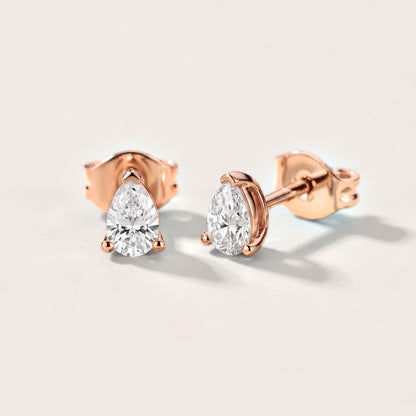 Grace Three-Prong Pear Diamond Earrings in Rose Gold [studio-metal-20261024]