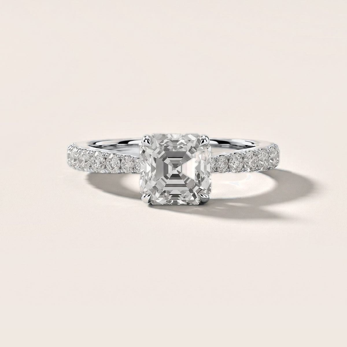 Gia Hidden Halo Pavé Asscher Diamond Engagement Ring in Silver [studio-metal-20261024]