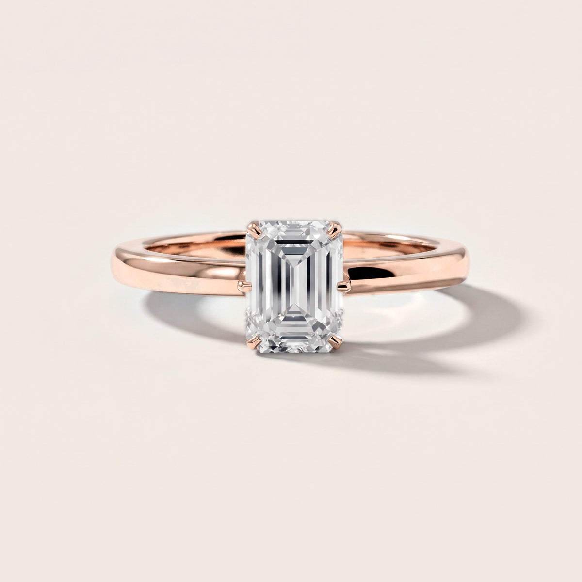 Serena Blossom Solitaire Emerald Diamond Engagement Ring in Rose Gold [studio-metal-20261024]