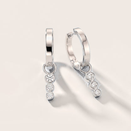 Wave Bezel Round Diamond Drop Earrings in White Gold [studio-metal-20261024]
