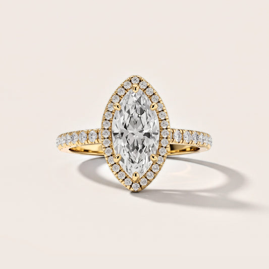 Mabel Halo French Pavé Marquise Diamond Engagement Ring in Yellow Gold [studio-metal-20261024]