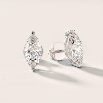 Almond Bloom Marquise Diamond Earrings in White Gold [studio-metal-20261024]