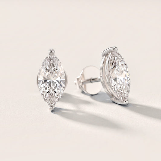 Almond Bloom Marquise Diamond Earrings in White Gold [studio-metal-20261024]