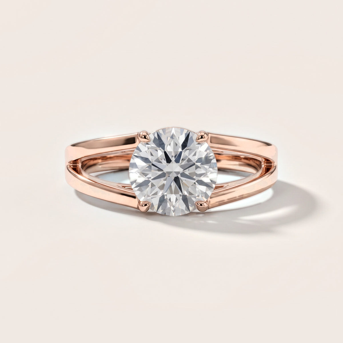Giselle Solitaire Split Shank Round Diamond Engagement Ring in Rose Gold [studio-metal-20261024]