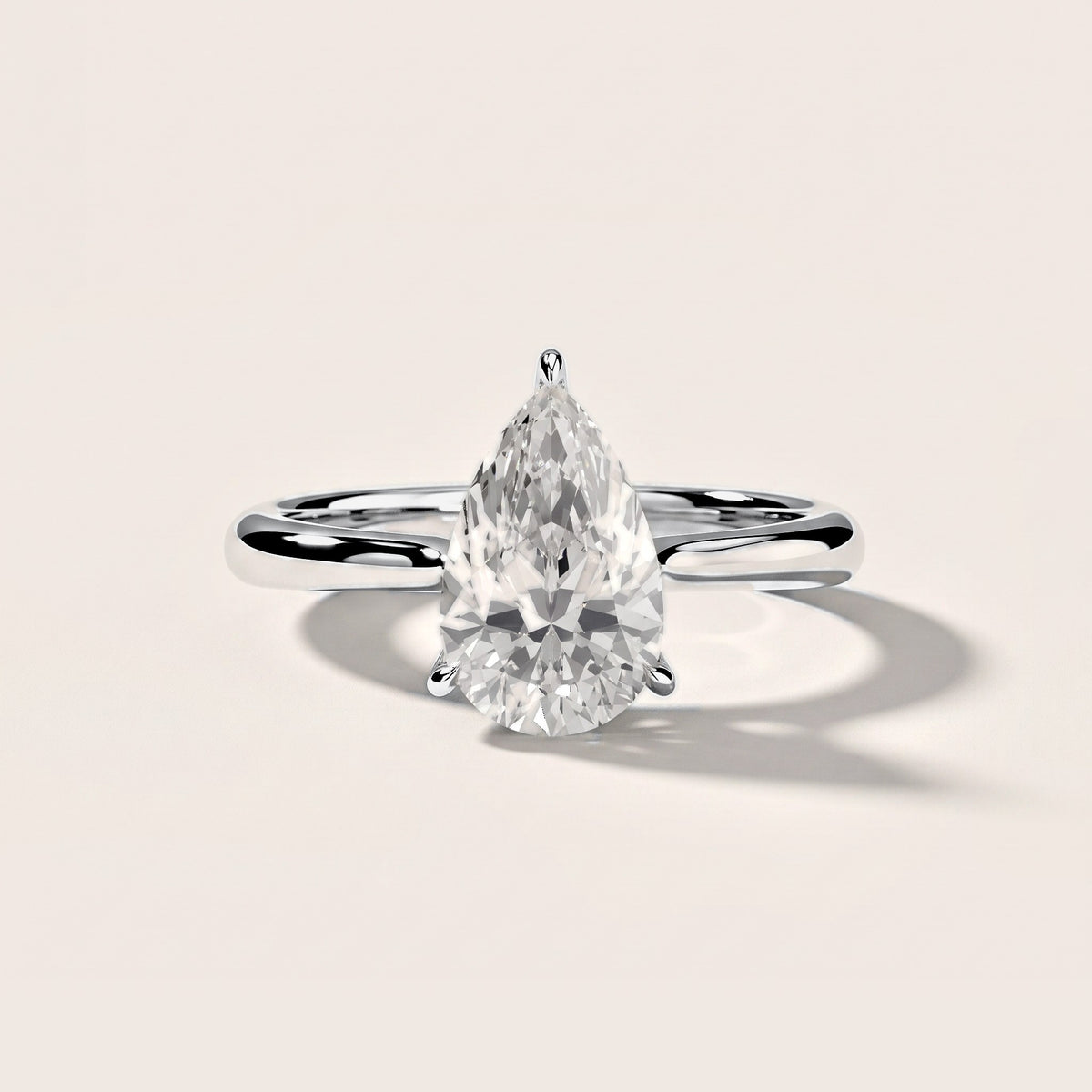 Evie Solitaire Six-Prong Pear Diamond Engagement Ring in White Gold [studio-metal-20261024]