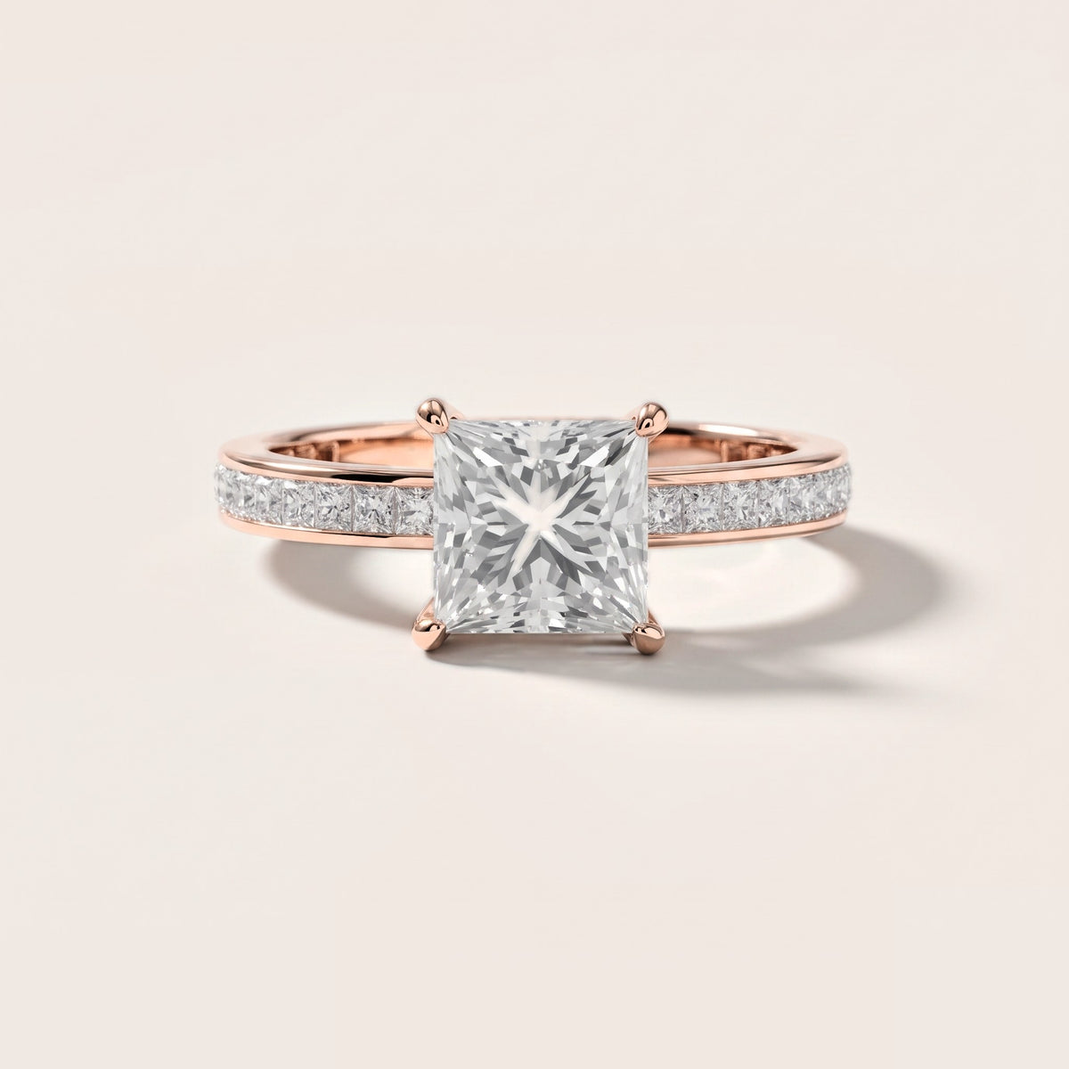 Brielle Channel Set Solitaire Princess Diamond Engagement Ring in Rose Gold [studio-metal-20261024]