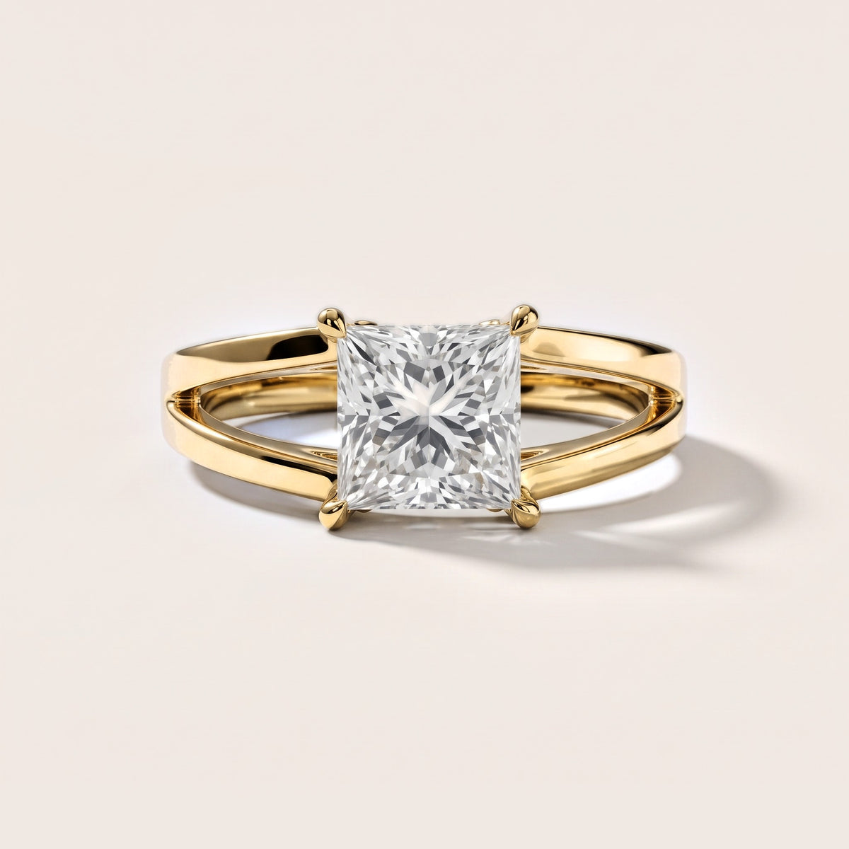 Giselle Solitaire Split Shank Princess Diamond Engagement Ring in Yellow Gold [studio-metal-20261024]