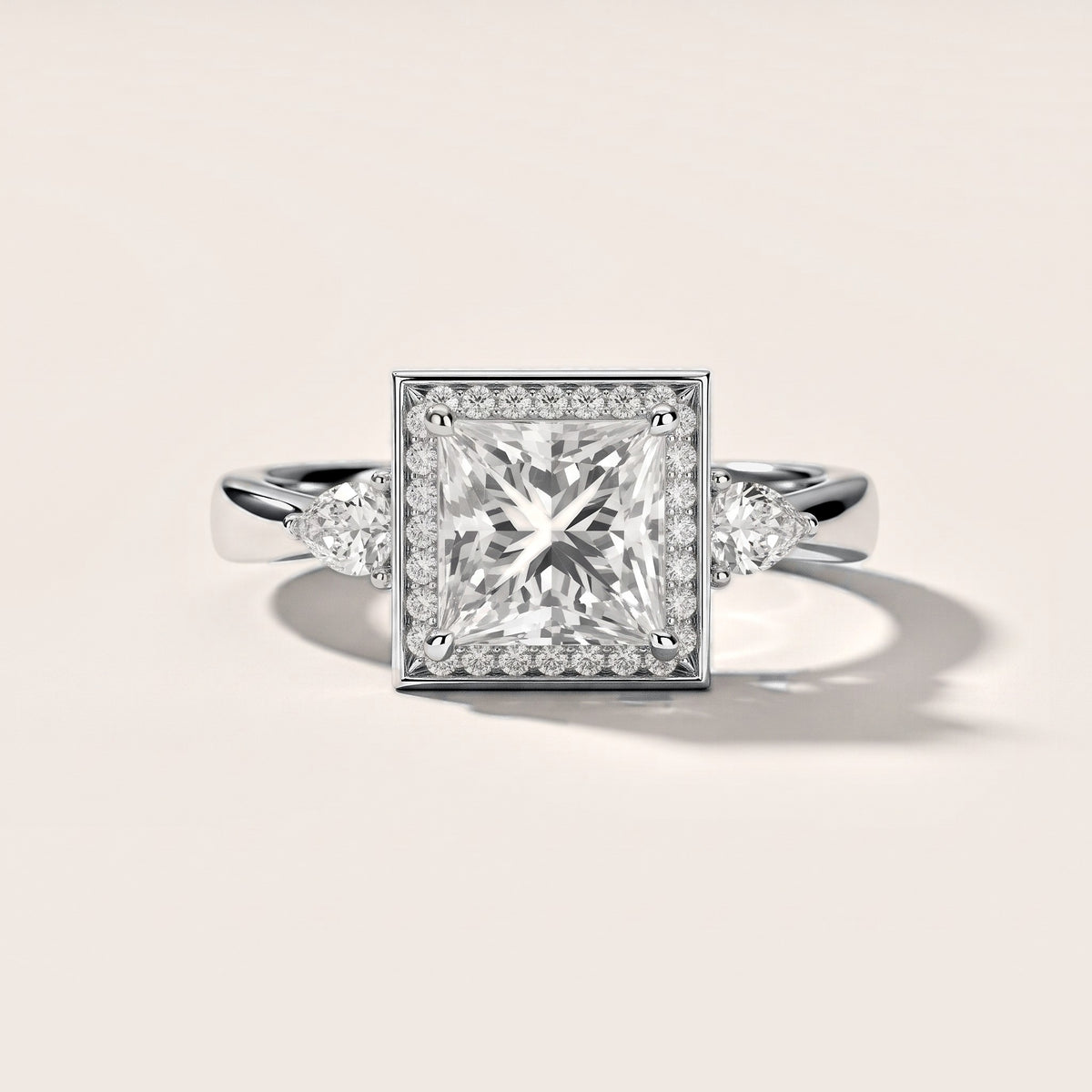 Eliza Halo Sidestone Princess Diamond Engagement Ring in Platinum [studio-metal-20261024]