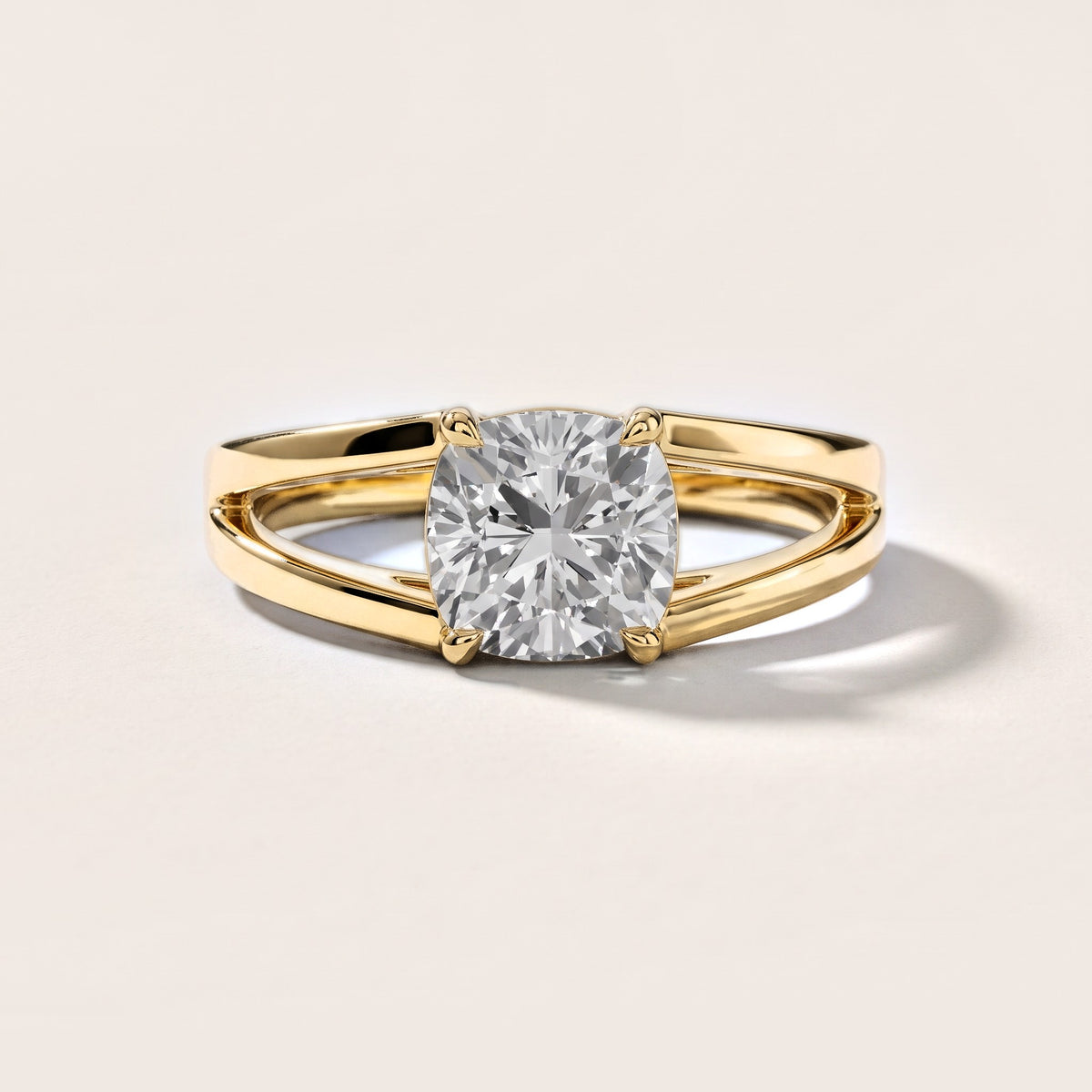 Giselle Solitaire Split Shank Cushion Diamond Engagement Ring in Yellow Gold [studio-metal-20261024]