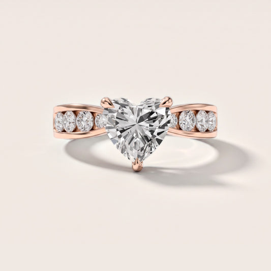 Rosalie Channel Set Sidestone Heart Diamond Engagement Ring in Rose Gold [studio-metal-20261024]