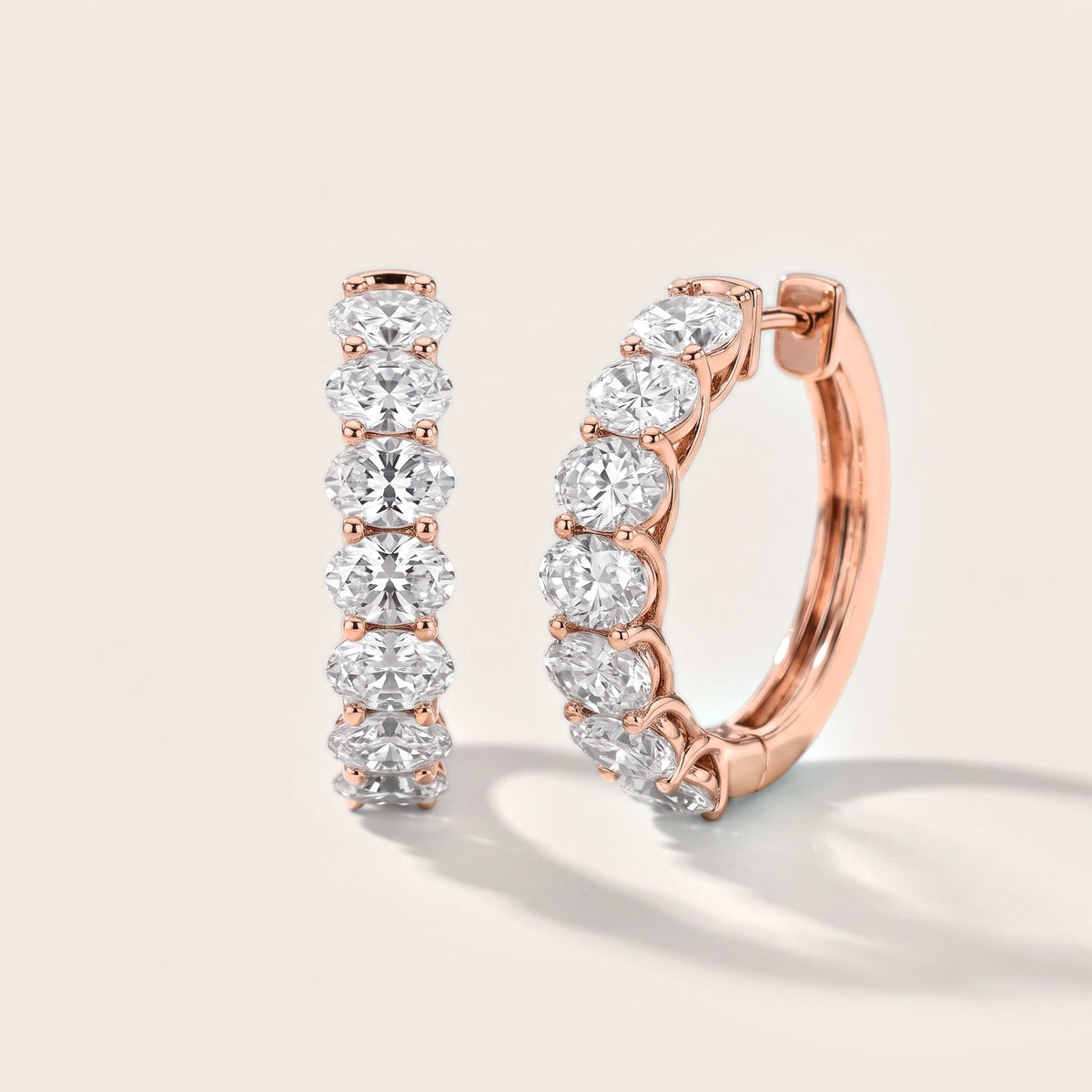 Oval Diamond Hoop Earrings in Rose Gold [studio-metal-20261024]