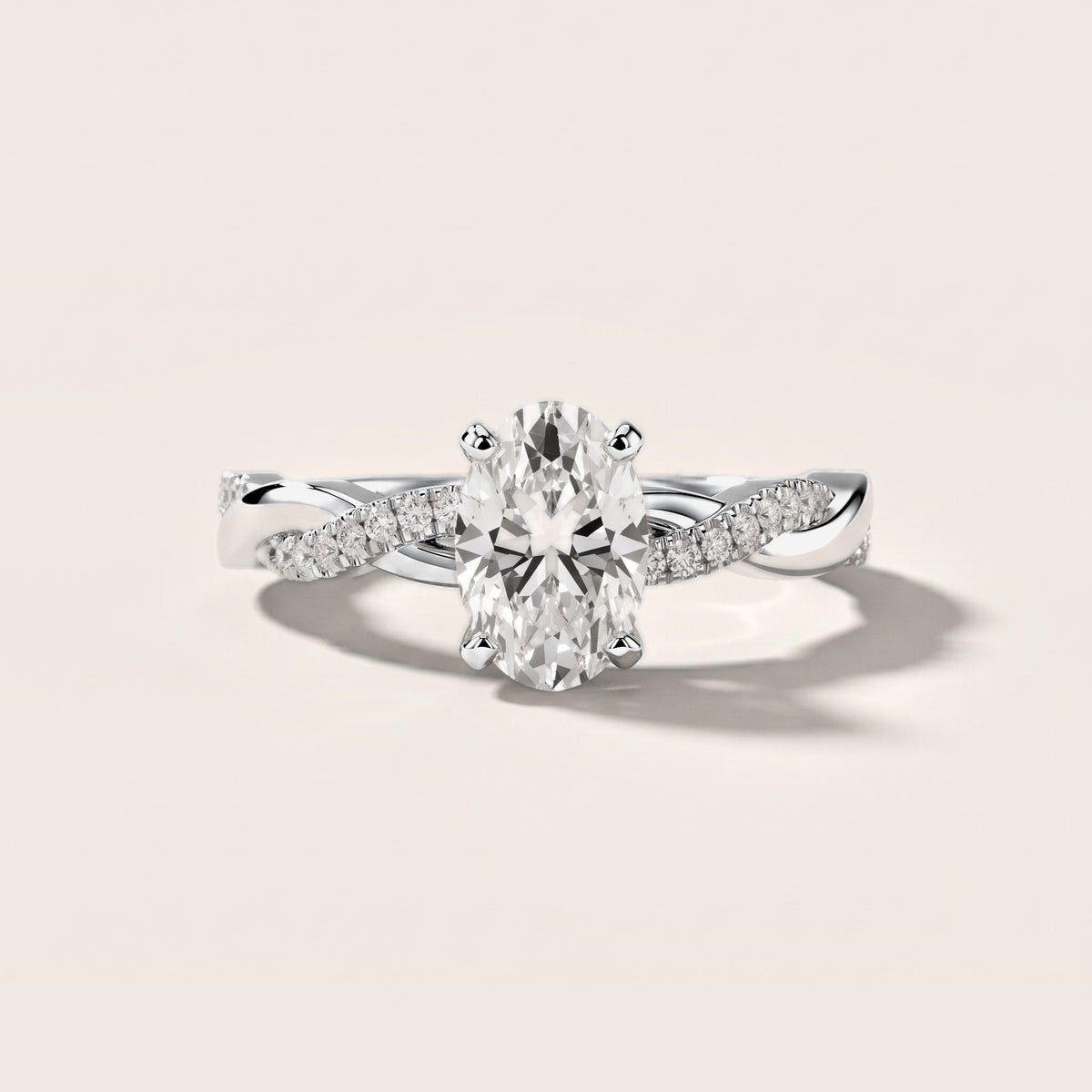 Twisted Side Stone Oval Diamond Engagement Ring in Silver [studio-metal-20261024]