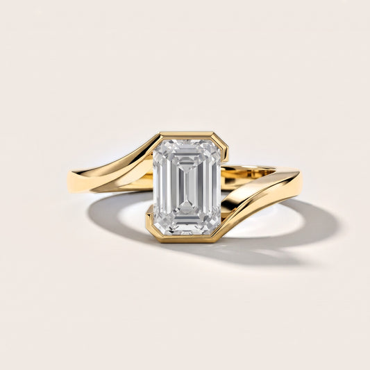 Frances Partial Bezel Bypass Emerald Diamond Engagement Ring in Yellow Gold [studio-metal-20261024]