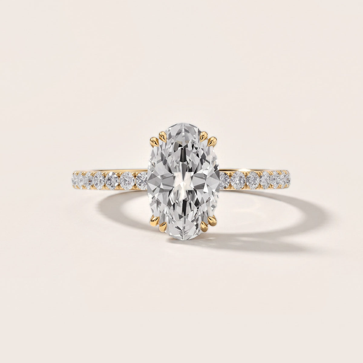 Luna Solitaire Pavé Oval Diamond Engagement Ring in Yellow Gold [studio-metal-20261024]