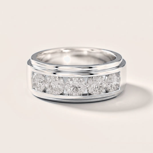 Crest Five-Stone Round Diamond Ring in Silver [studio-metal-20261024]