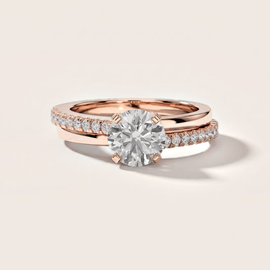 Edith Criss Cross Pavé Round Diamond Engagement Ring in Rose Gold [studio-metal-20261024]