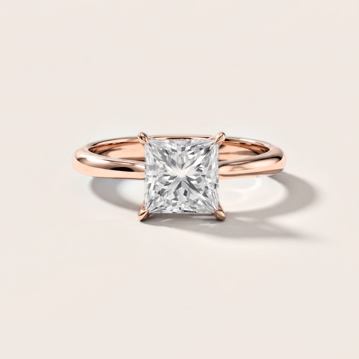 Evie Solitaire Six-Prong Princess Diamond Engagement Ring in Rose Gold [studio-metal-20261024]