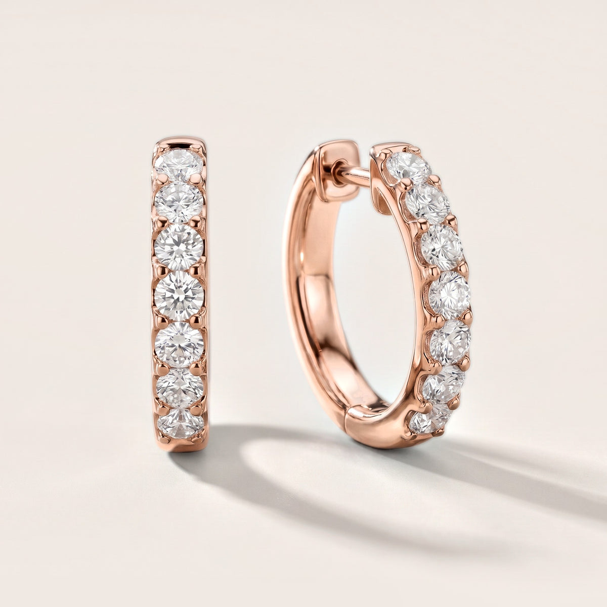 Aria Round Diamond Hoop Earrings in Rose Gold [studio-metal-20261024]