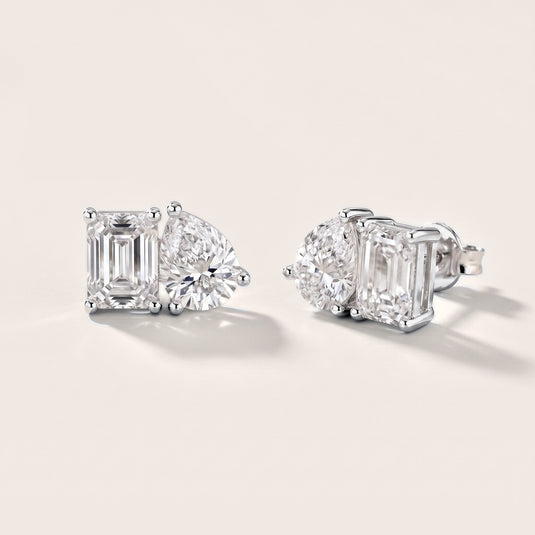 Juno Emerald & Oval Diamond Earrings in Silver [studio-metal-20261024]
