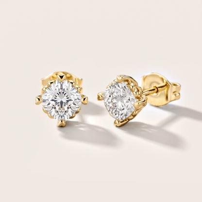 Heritage Solitaire Cushion Diamond Earrings in Yellow Gold [studio-metal-20261024]