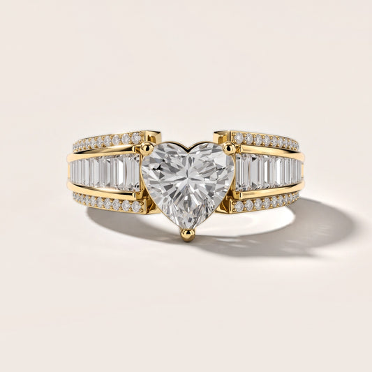 Tara Channel Set Baguette Accent Heart Diamond Engagement Ring in Yellow Gold [studio-metal-20261024]