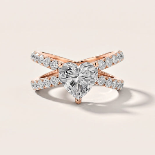 Ilaria Criss Cross Pavé Heart Diamond Engagement Ring in Rose Gold [studio-metal-20261024]
