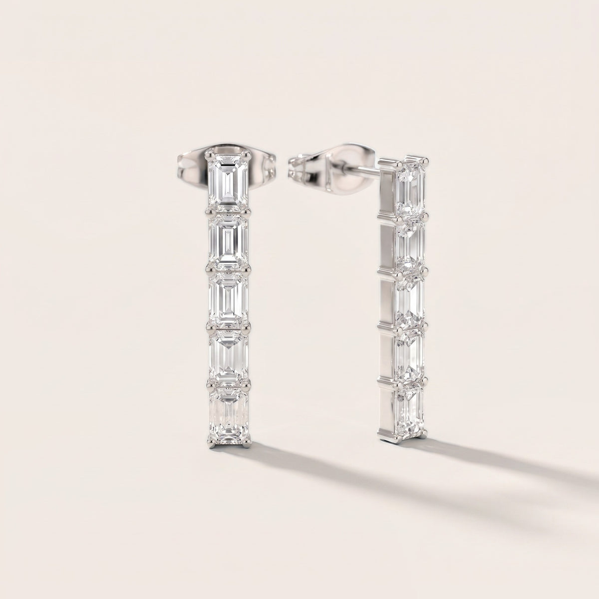Iris Five-Stone Emerald Diamond Earrings in Platinum [studio-metal-20261024]