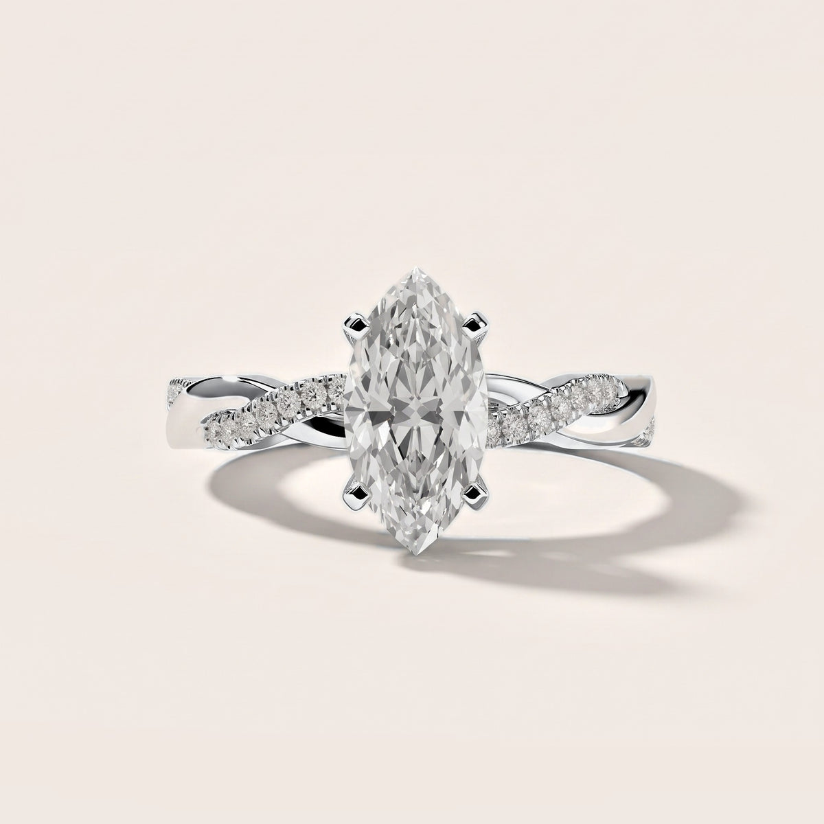 Twisted Side Stone Marquise Diamond Engagement Ring in Silver [studio-metal-20261024]