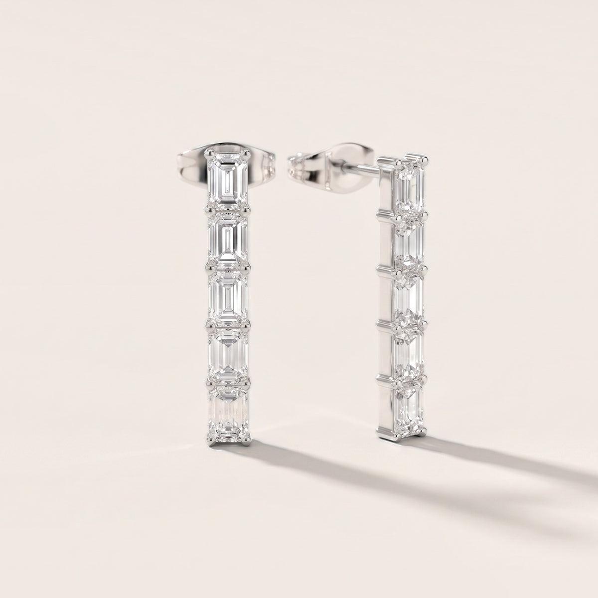 Iris Five-Stone Emerald Diamond Earrings in White Gold [studio-metal-20261024]