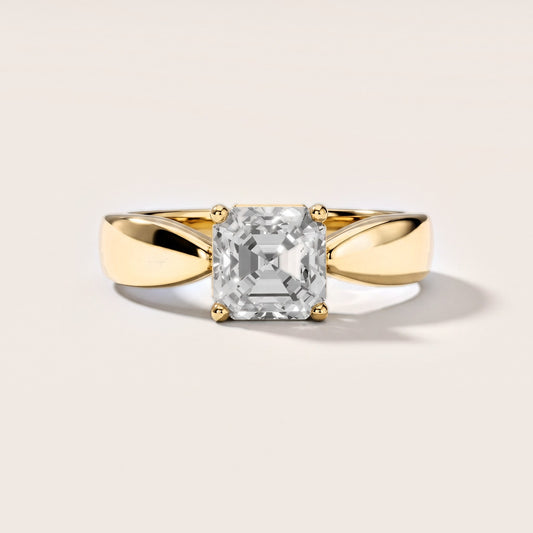Talia Solitaire Twist Asscher Diamond Engagement Ring in Yellow Gold [studio-metal-20261024]