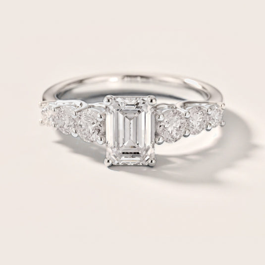 Celeste Seven-Stone Emerald Diamond Engagement Ring in Silver [studio-metal-20261024]