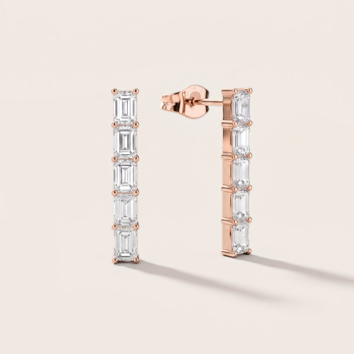 Iris Five-Stone Emerald Diamond Earrings in Rose Gold [studio-metal-20261024]