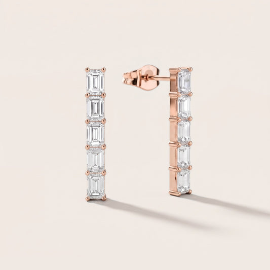 Iris Five-Stone Emerald Diamond Earrings in Rose Gold [studio-metal-20261024]