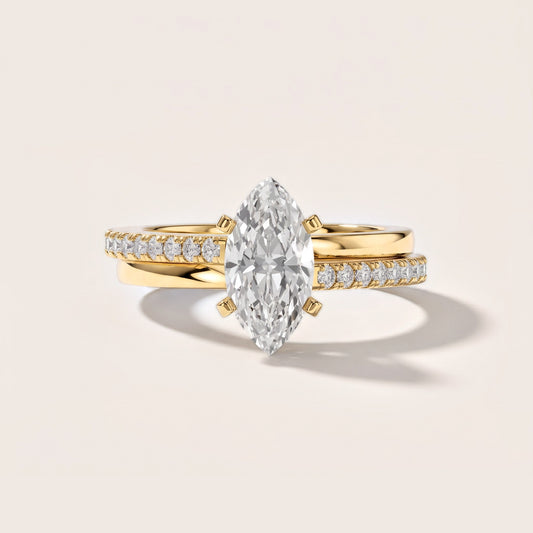 Edith Criss Cross Pavé Marquise Diamond Engagement Ring in Yellow Gold [studio-metal-20261024]